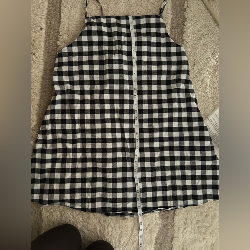 Zara Linen Blend Gingham Black and White Shift Dress Large - Picture 3 of 6